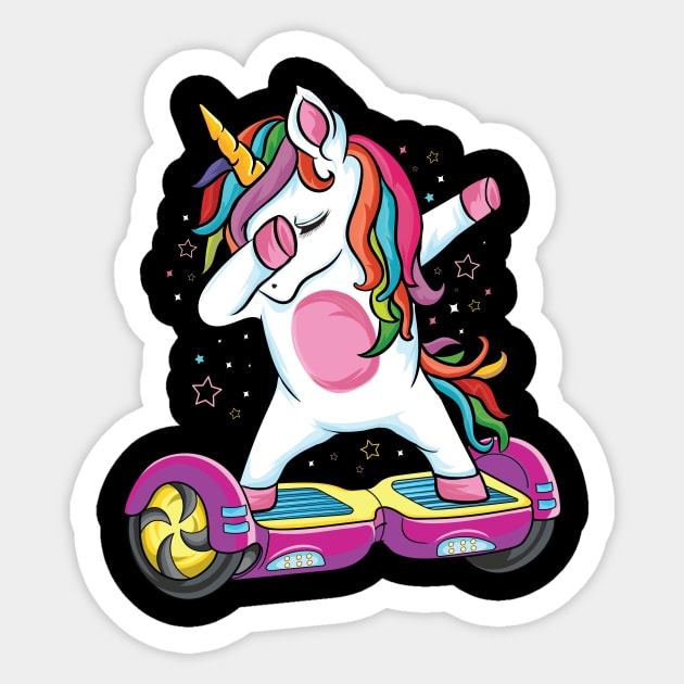 Dabbing unicorn Skater Electric Self Balancing Hoverboard Sticker by UNXart